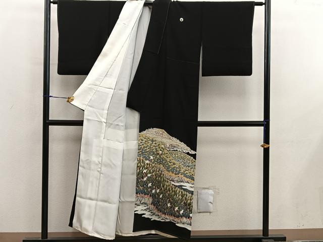 平和屋着物■豪華黒留袖　作家物　花鳥文　金彩　正絹　逸品　BAAY0217mz