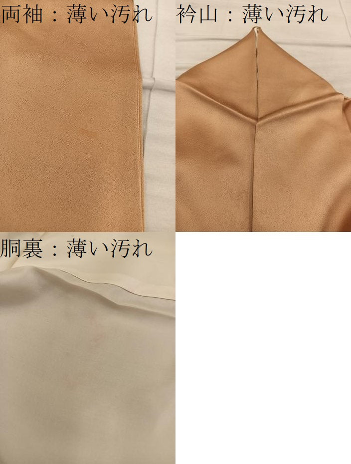 平和屋着物■豪華色留袖　刺繍　草花地紋　黄枯茶色　正絹　逸品　BAAY0218mz
