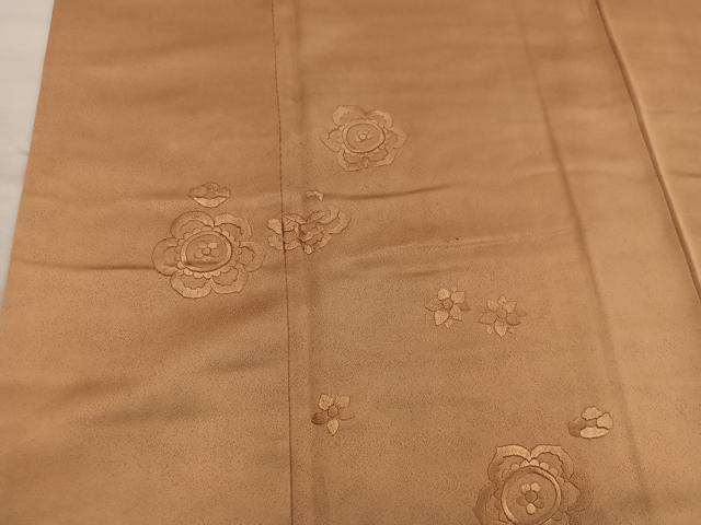 平和屋着物■豪華色留袖　刺繍　草花地紋　黄枯茶色　正絹　逸品　BAAY0218mz