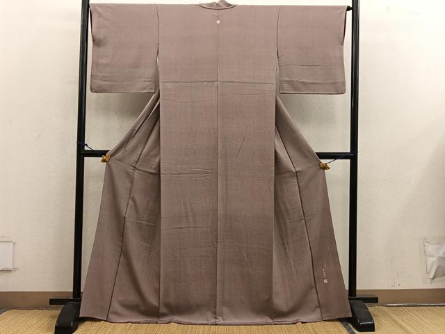 平和屋着物■伝統工芸士　廣瀬雄望　江戸小紋　格子柄　正絹　逸品　BAAY0222mz
