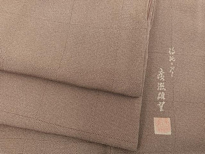 平和屋着物■伝統工芸士　廣瀬雄望　江戸小紋　格子柄　正絹　逸品　BAAY0222mz