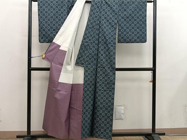 平和屋着物■本場村山大島紬　アンサンブル　蜀江文　正絹　逸品　BAAY0224mz