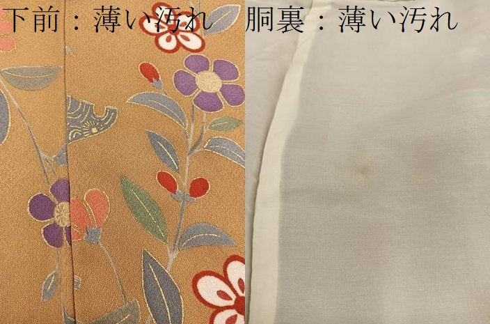 平和屋着物■上質な小紋　枝花文　金彩　正絹　逸品　BAAY0225mz