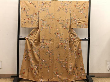 平和屋着物■上質な小紋　枝花文　金彩　正絹　逸品　BAAY0225mz