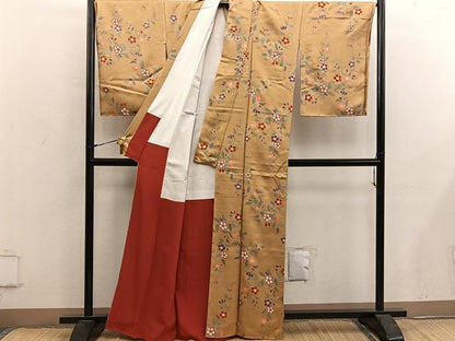 平和屋着物■上質な小紋　枝花文　金彩　正絹　逸品　BAAY0225mz
