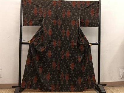 平和屋着物■本場大島紬　7マルキ　菱花文　正絹　逸品　BAAY0226mz
