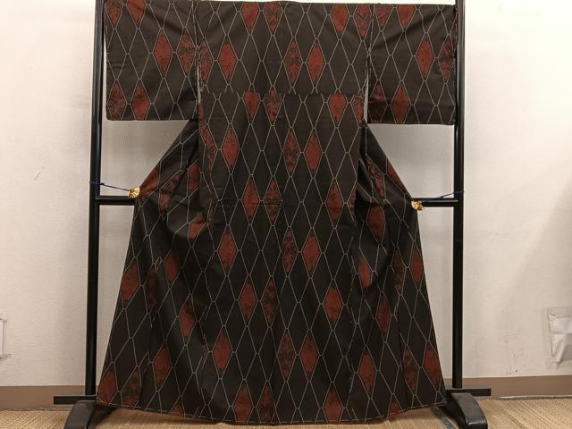 平和屋着物■本場大島紬　7マルキ　菱花文　正絹　逸品　BAAY0226mz