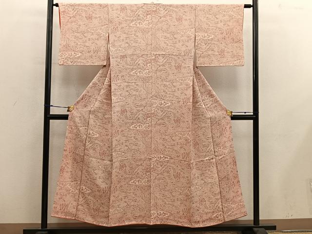 平和屋着物■上質な小紋　雲重ね枝花文　正絹　逸品　BAAY0229mz