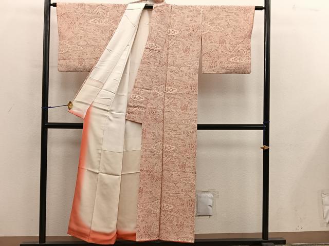 平和屋着物■上質な小紋　雲重ね枝花文　正絹　逸品　BAAY0229mz