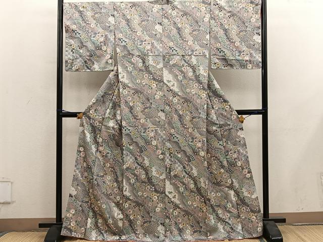 平和屋着物●上質な小紋　辻が花　金彩　やまと誂製　正絹　逸品　未使用　BAAY0232mz