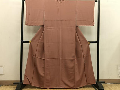 平和屋着物■上質な色無地　櫨染色　正絹　逸品　未使用　BAAY0233mz