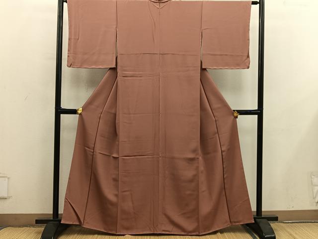 平和屋着物■上質な色無地　櫨染色　正絹　逸品　未使用　BAAY0233mz