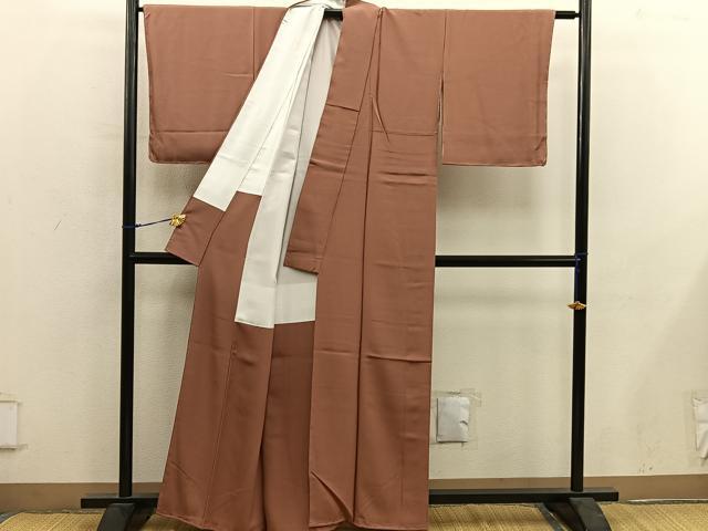 平和屋着物■上質な色無地　櫨染色　正絹　逸品　未使用　BAAY0233mz