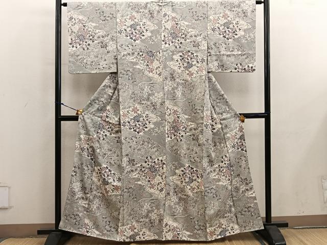平和屋着物■上質な小紋　菊花文　正絹　逸品　BAAY0238mz