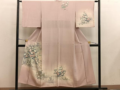 平和屋着物■訪問着　友禅　牡丹花文　暈し染め　正絹　逸品　BAAY0239mz