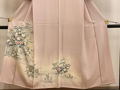 平和屋着物■訪問着　友禅　牡丹花文　暈し染め　正絹　逸品　BAAY0239mz