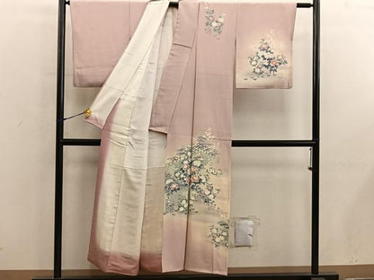平和屋着物■訪問着　友禅　牡丹花文　暈し染め　正絹　逸品　BAAY0239mz