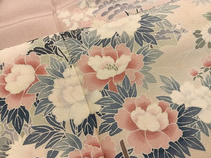 平和屋着物■訪問着　友禅　牡丹花文　暈し染め　正絹　逸品　BAAY0239mz