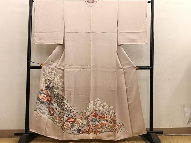 平和屋着物■豪華色留袖　駒刺繍　鳳凰花文　正絹　逸品　BAAY0240mz
