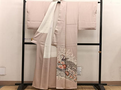 平和屋着物■豪華色留袖　駒刺繍　鳳凰花文　正絹　逸品　BAAY0240mz