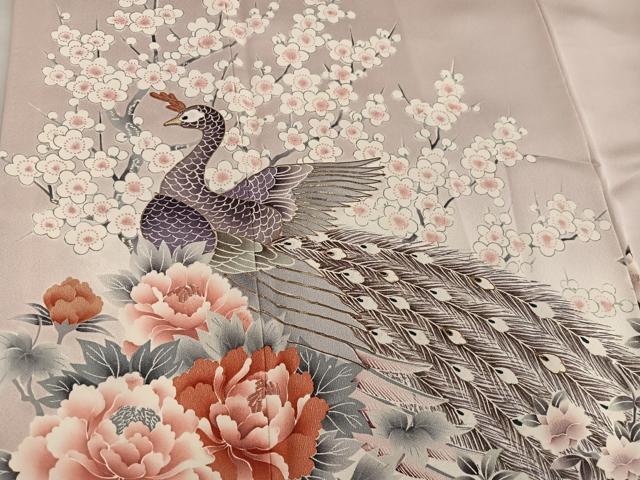 平和屋着物■豪華色留袖　駒刺繍　鳳凰花文　正絹　逸品　BAAY0240mz