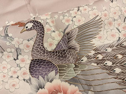 平和屋着物■豪華色留袖　駒刺繍　鳳凰花文　正絹　逸品　BAAY0240mz