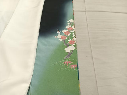 平和屋着物■豪華黒留袖　駒刺繍　御所車花文　暈し染め　金彩　正絹　逸品　BAAY0241mz
