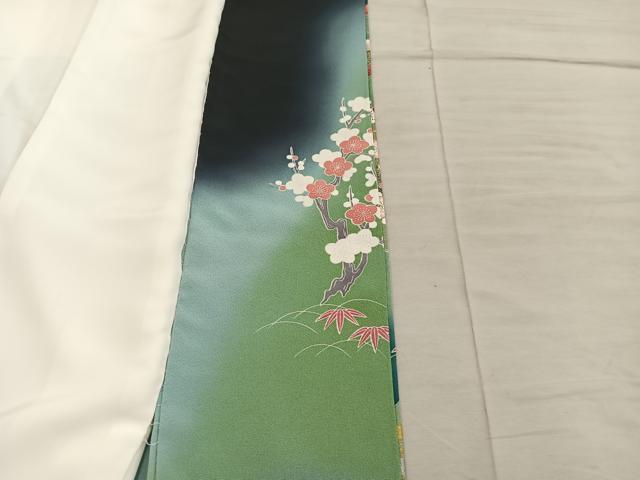 平和屋着物■豪華黒留袖　駒刺繍　御所車花文　暈し染め　金彩　正絹　逸品　BAAY0241mz