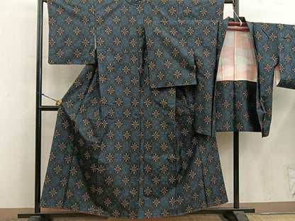 平和屋着物■本場村山大島紬　アンサンブル　亀甲文　正絹　逸品　未使用　BAAY0243mz