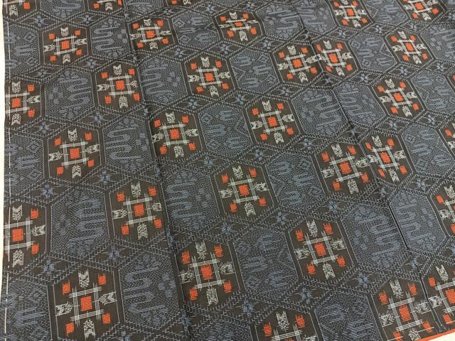 平和屋着物■本場村山大島紬　アンサンブル　亀甲文　正絹　逸品　未使用　BAAY0243mz