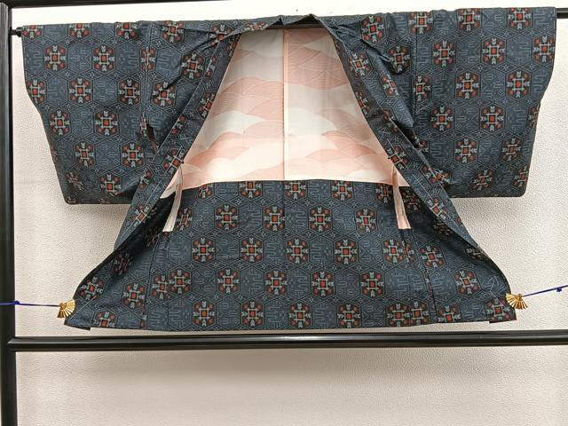 平和屋着物■本場村山大島紬　アンサンブル　亀甲文　正絹　逸品　未使用　BAAY0243mz
