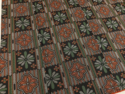 平和屋着物■上質な紬 アンサンブル 草花文 正絹 逸品 BAAY0247mz