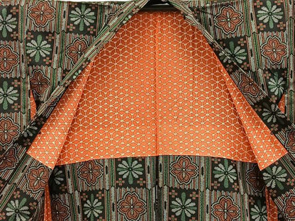 平和屋着物■上質な紬 アンサンブル 草花文 正絹 逸品 BAAY0247mz