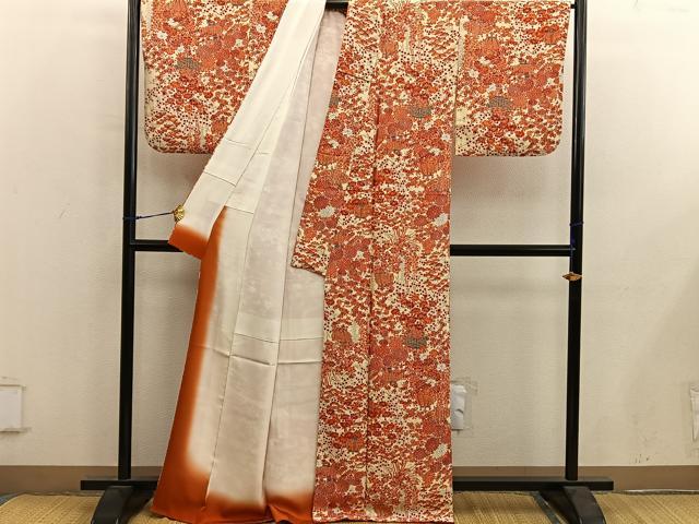 平和屋着物■上質な小紋　菊花文　正絹　逸品　BAAY0248mz