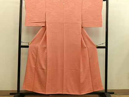 平和屋着物■上質な色無地　雲重ね地紋　黄丹色　正絹　逸品　BAAY0250mz