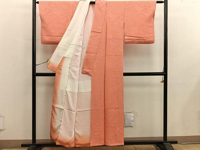 平和屋着物■上質な色無地　雲重ね地紋　黄丹色　正絹　逸品　BAAY0250mz