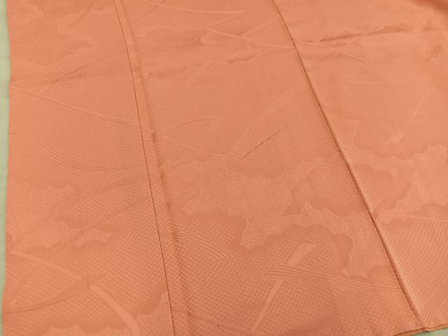 平和屋着物■上質な色無地　雲重ね地紋　黄丹色　正絹　逸品　BAAY0250mz