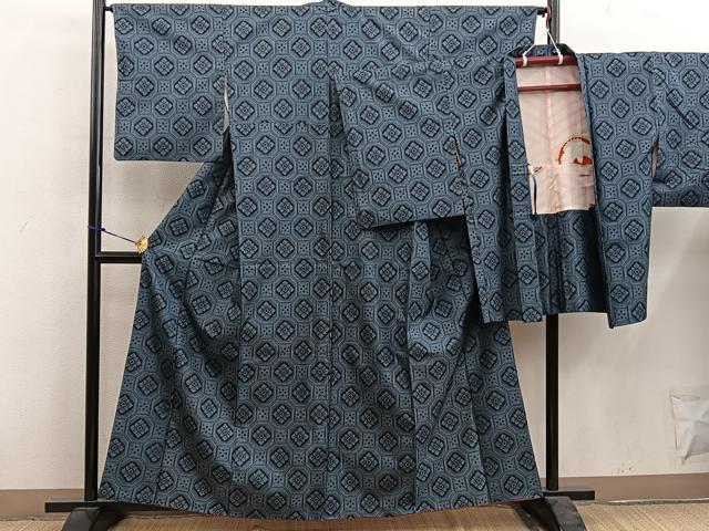 平和屋着物■本場村山大島紬　アンサンブル　蜀江花文　正絹　逸品　BAAY0251mz