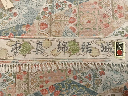 平和屋着物●結城紬　草花文　反端付き　正絹　逸品　BAAY0252mz