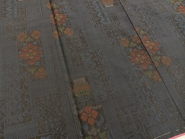 平和屋着物■本場大島紬　アンサンブル　草花文　正絹　逸品　未使用　BAAY0255mz