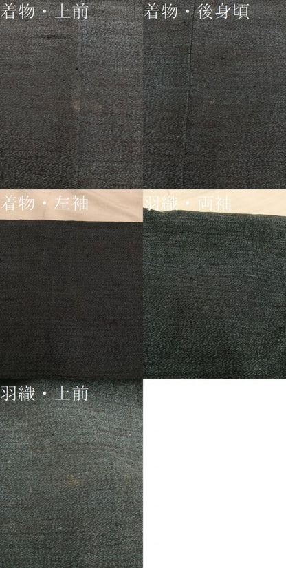 平和屋着物●男性　結城紬　アンサンブル　杢　絣文様　正絹　逸品　BAAY0257mz