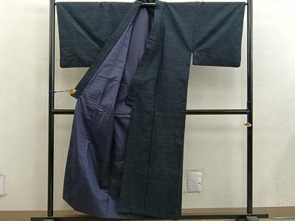 平和屋着物●男性　結城紬　アンサンブル　杢　絣文様　正絹　逸品　BAAY0257mz