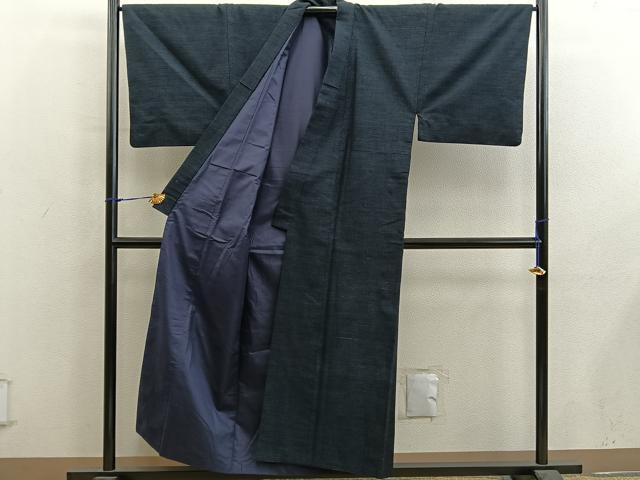 平和屋着物●男性　結城紬　アンサンブル　杢　絣文様　正絹　逸品　BAAY0257mz