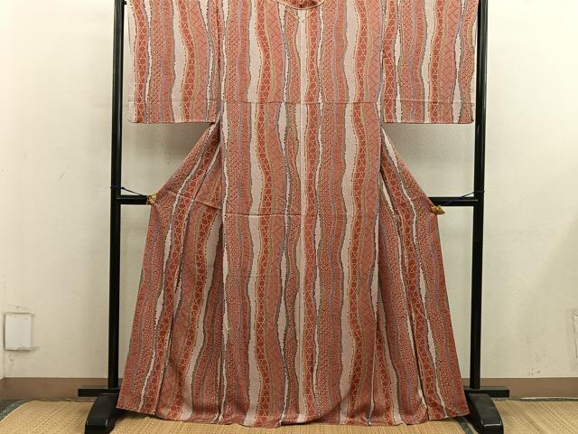 平和屋着物■上質な小紋　幾何学文様　正絹　逸品　BAAY0259mz