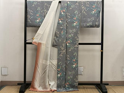 平和屋着物●上質な小紋　梅花文　金彩　正絹　逸品　BAAY0260mz