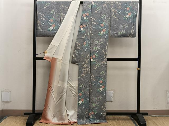 平和屋着物●上質な小紋　梅花文　金彩　正絹　逸品　BAAY0260mz