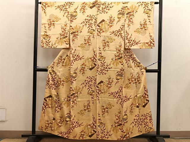 平和屋着物■上質な小紋　菊花文　正絹　逸品　BAAY0263mz