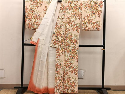 平和屋着物■上質な小紋　枝花文　正絹　逸品　BAAY0264mz