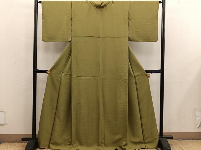 平和屋着物●上質な色無地　唐草地紋　梅幸茶色　正絹　逸品　BAAY0267mz
