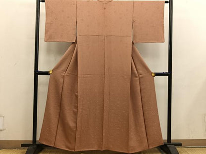 平和屋着物■上質な色無地　梅花地紋　胡桃色　正絹　逸品　BAAY0268mz